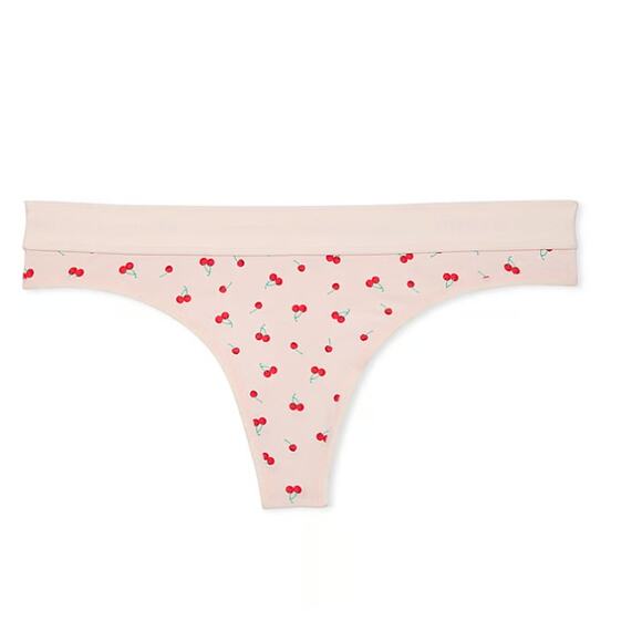 Victoria's Secret Women's Panties Size 2XL Pink Cherries Logo Cotton Thong Panty - Picture 2 of 4
